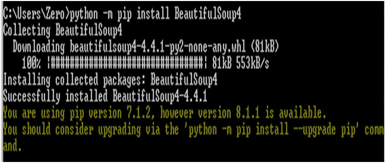 pip install beautifulsoup